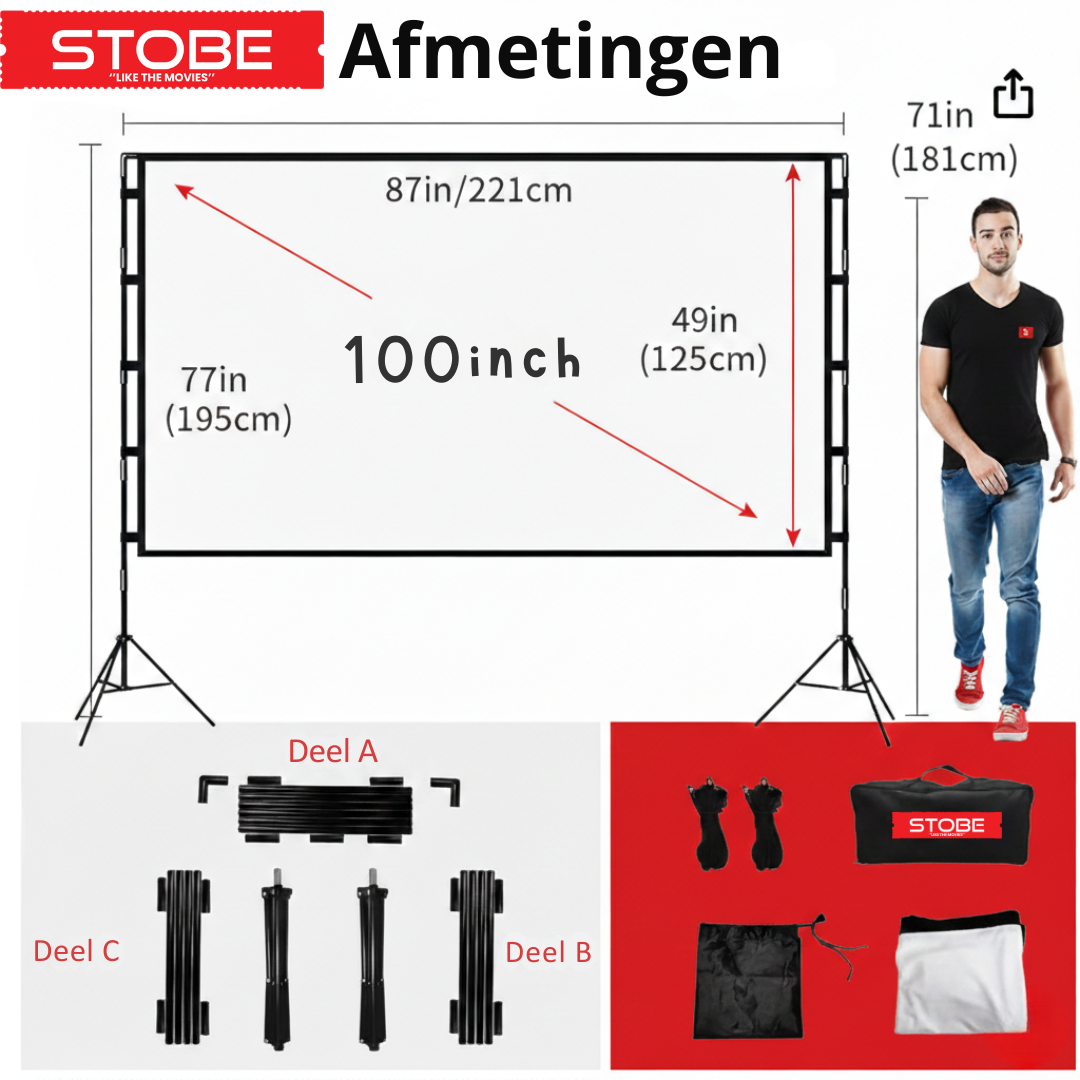 STOBE® Draagbare bioscoop doek + inclusief draag tas 100inch