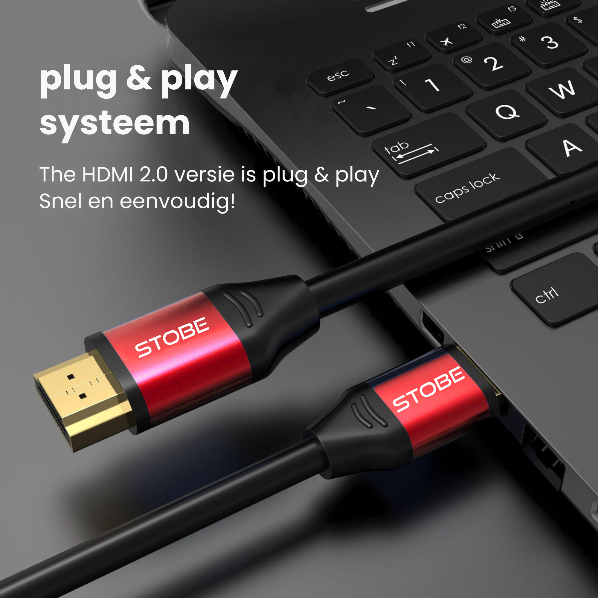 STOBE® HDMI kabel voor beamers 2m (rood)