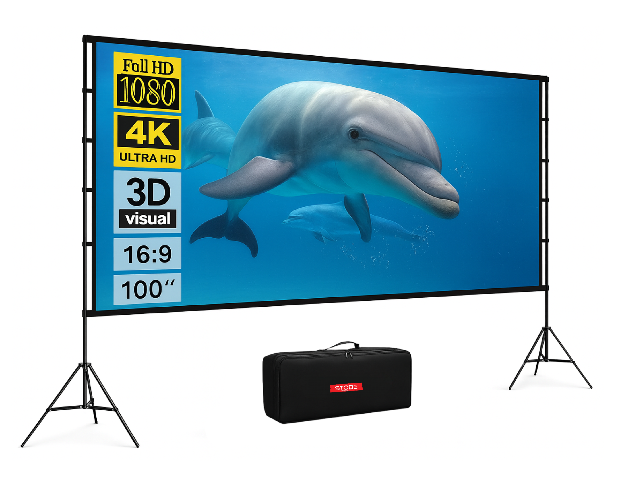 STOBE® Draagbare bioscoop doek + inclusief draag tas 100inch