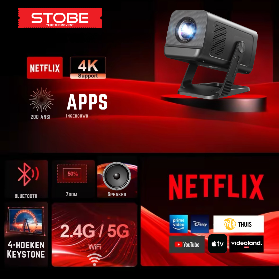 STOBE® Mini cinema - mini beamer - thuisbioscoop (PRE-ORDER) WK - 2026